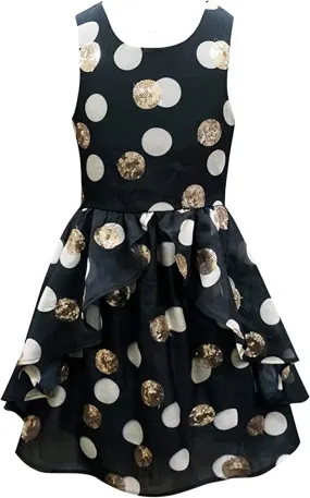 Big Girls Tween Sequin Polka Dot Party Dress