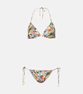 Bikini with floral print and triangle cups Etro, multicolor