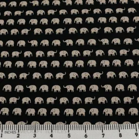 Black and Beige Mini Elephant Animal Cotton Print