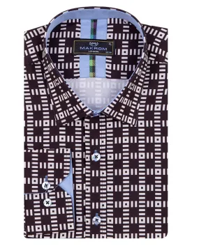 Black Dashed Line Check Print Shirt