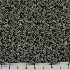 Black Graphic Floral Cotton Print