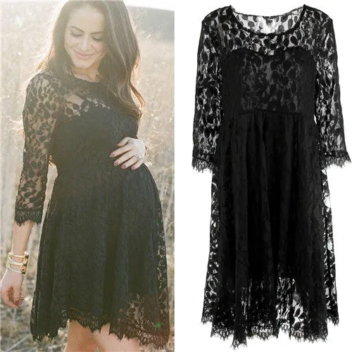 Black Lace Long Sleeve Maternity Dresses