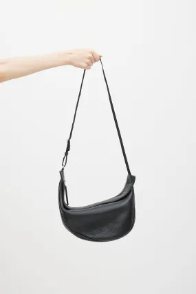 Black Leather Large Slouchy Banana Crossbody Bag