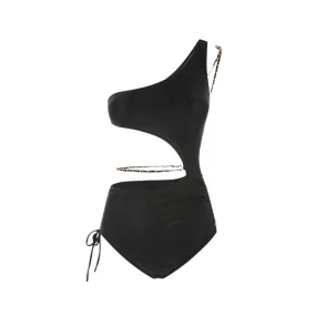 Black Monokini With Shoulder And Waist Chain By Sinderella