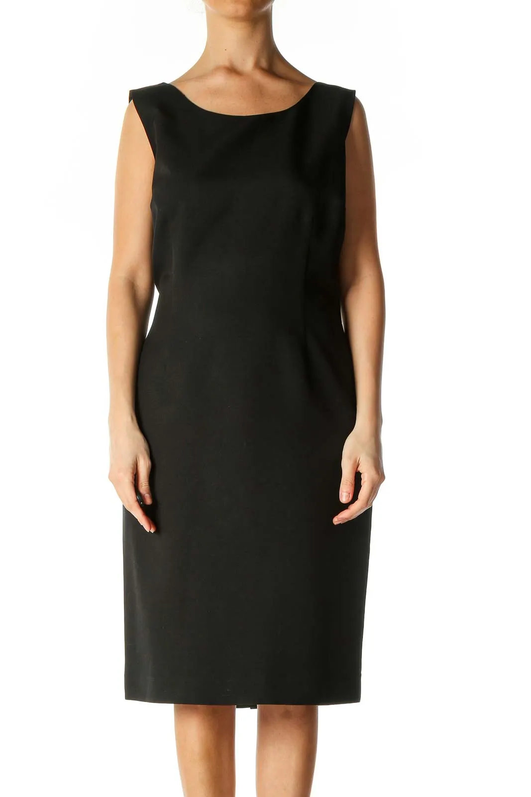 Black Solid Casual Shift Dress