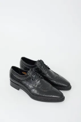 Black Textured Leather Oxford