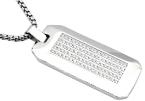 Blackjack Men's SS Dog Tag Necklace CZ BJP188W