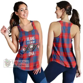 Blane Tartan Women's Racerback Tanks with Family Crest DNA In Me Style