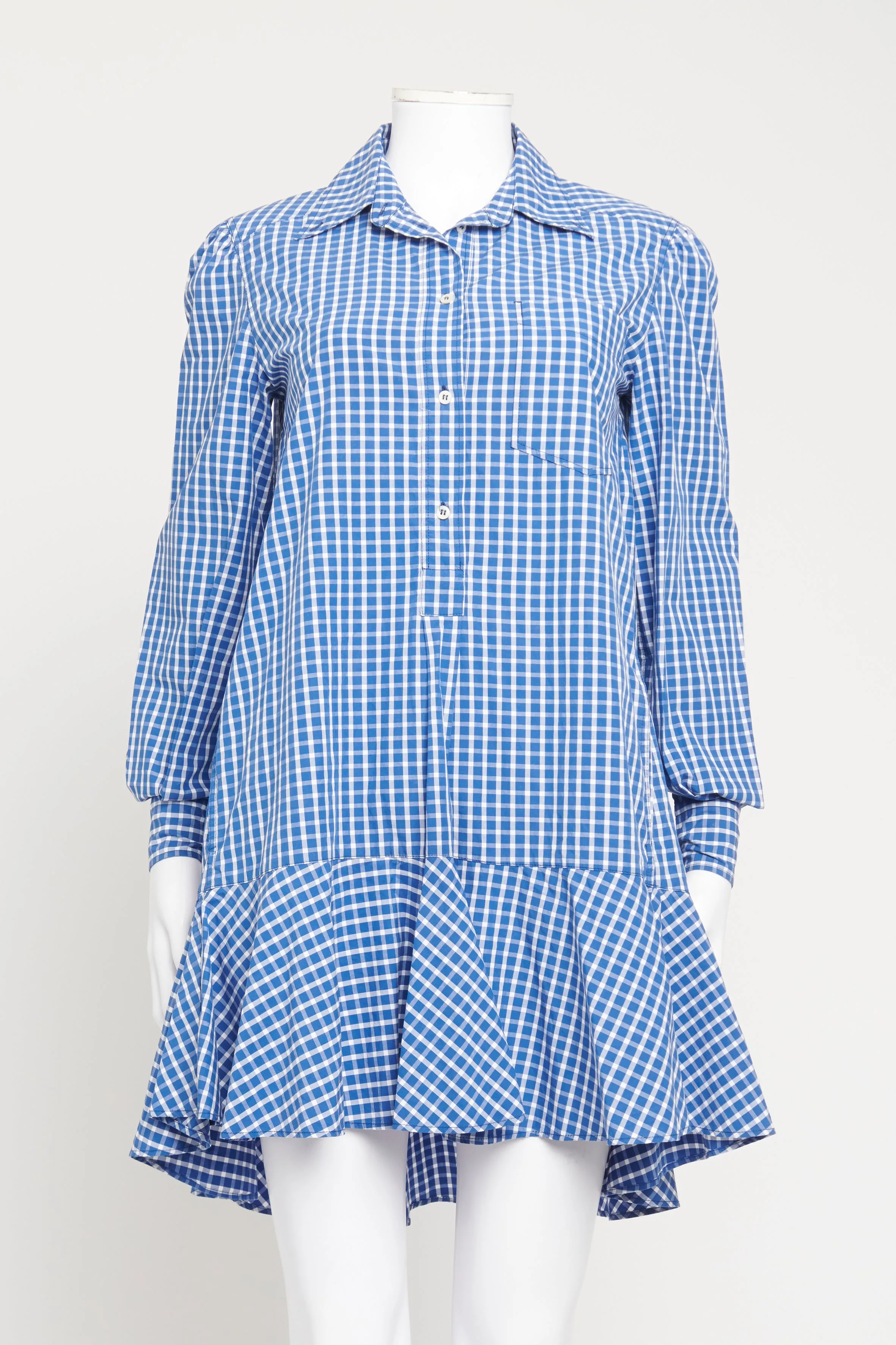 Blue and White Checkered Preowned Shirt Dress