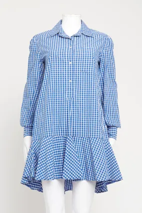 Blue and White Checkered Preowned Shirt Dress