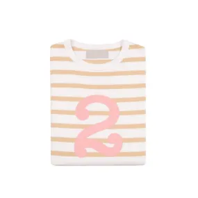 Bob & Blossom: Biscuit & White Breton Striped Pink Number 2 T-Shirt