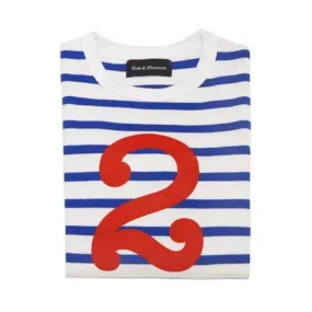 Bob & Blossom: French Blue & Cream White Stripe Number 2 T-Shirt