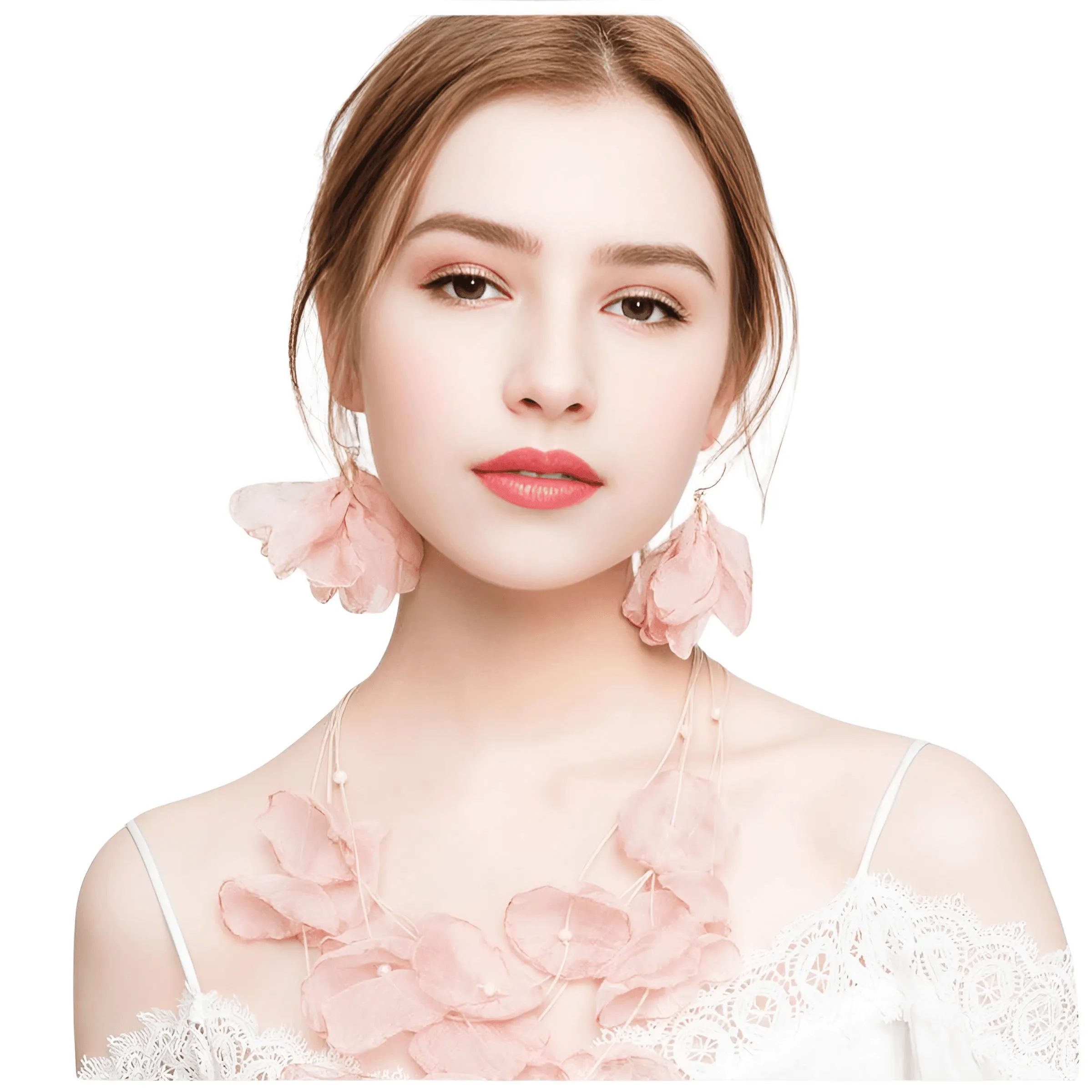 Boho-Chic Tulle Cloth Women's Flower Earrings - "Must Have*