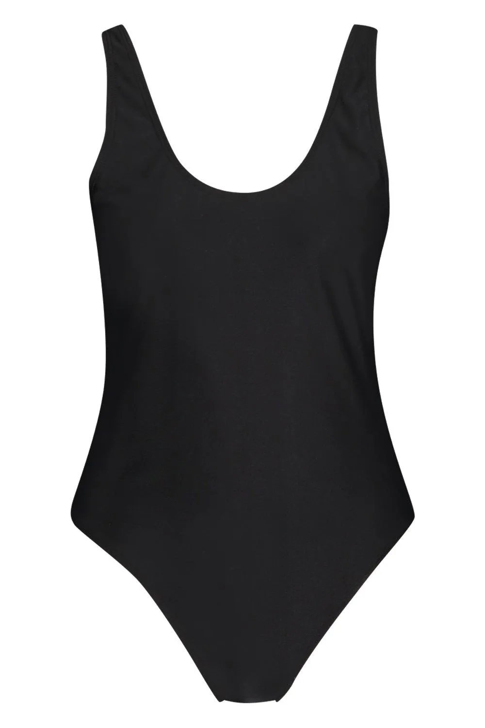 Boohoo High Basic Swimsuit with Scoop, Black