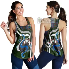 Bowie Tartan Women's Racerback Tanks with Epic Bagpipe Style