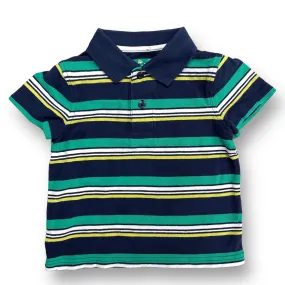 Boys Jumping Beans Size 2T Navy & Green Striped Polo Shirt