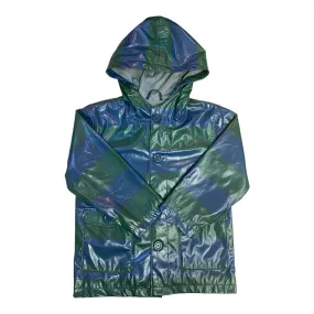 Boys OshKosh Size 4T Blue & Green Striped Rain Jacket