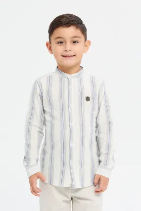 Boys White Striped Shirt