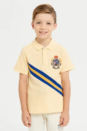 Boys Yellow Embroidered Polo T-Shirt