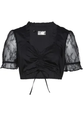 Bpc Selection Lace Sleeve Dirndl Blouse, Black