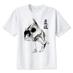 brand clothing white color tops tees Guys Punk Designer Streetwear judo  men summer Custom print tshirt anime t shirt