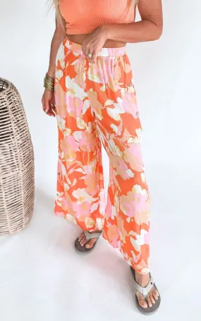 Bright Floral Wide Leg Palazzo Pants