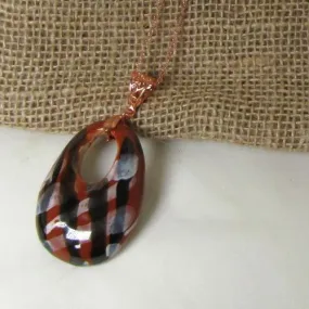 Brown & Rust Fair Trade Oval Pendant Necklace