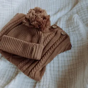 Buck & Baa Pom Pom Knit Beanie - Chocolate