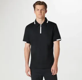 Bugatchi Tipped Quarter Zip Polo, Black