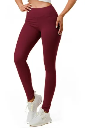 Burgundy fleece lined leggings