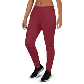 Burgundy Red Women's Joggers, Solid Color Premium Slim Fit Sweatpants - Made in EU