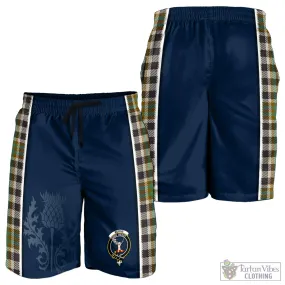 Burns Check Tartan Men's Shorts with Family Crest and Scottish Thistle Vibes Sport Style