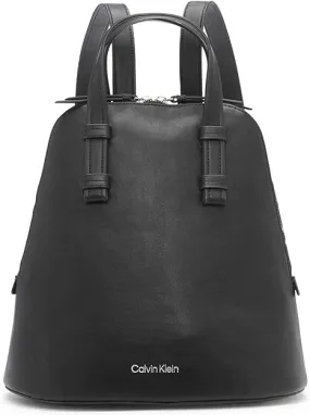 Calvin Klein Women's Zina Zip Backpack, Black/Silver