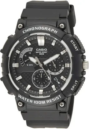 Casio, Men's Chronograph Watch Analog, Black Dial Black Resin Band, MCW-200H-1AVDF