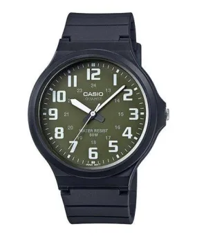 Casio, Men’s Watch Analog, Green Dial Black Resin Band, MW-240B-3BVDF