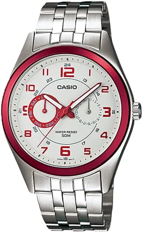 Casio, Men's Watch Analog, White Dial Silver Stainless Band, MTP-1353D-8B3VD