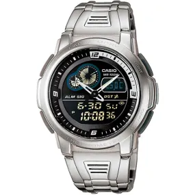 Casio,Men's Watch Analog-Digital, Black Dial Silver Resin Band, AQF-102WD-1BVDF