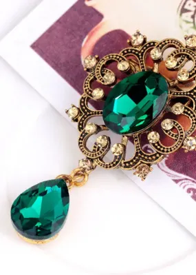 Casual Green Alloy Zircon Crystal Brooches ML0270