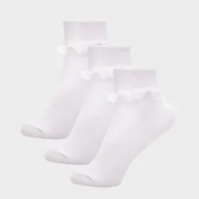 Childrens 3 Pack White Frilly Ankle Socks