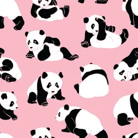 Children's Fabric, Animal Fabric, Panda Bear Fabric, Pink, Cotton or Fleece, 1216