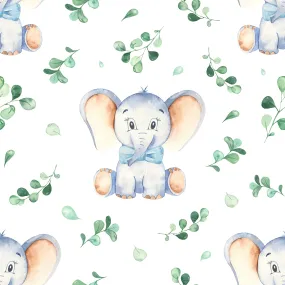 Children's Fabric, EC022, Elephant Fabric, Cute Baby Elephant Fabric, Cotton or Fleece, 3708