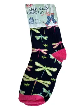 Children's Socks - Blue Pink Dragonfly