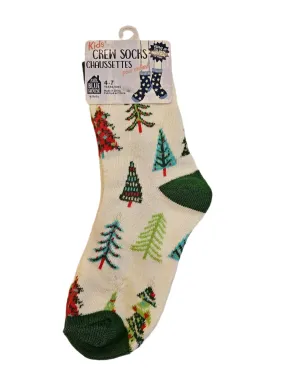 Children's Socks  Christmas Trees   Crew Sock