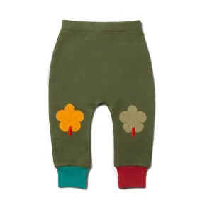 Children's Woodland Green Leaf Knee Patch Joggers