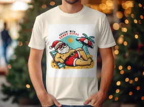 Chillin' With Sandy Claus Vintage Beach Santa T-Shirts