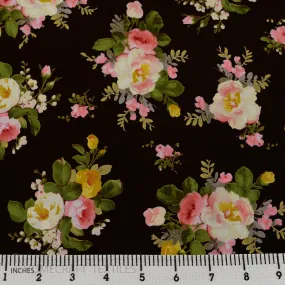 Chocolate Posy Floral Cotton Print