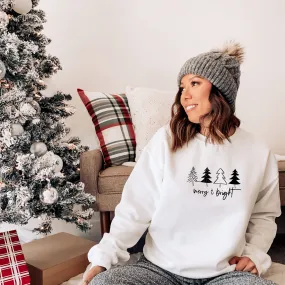 Christmas Sweatshirt Women's, Merry & Bright