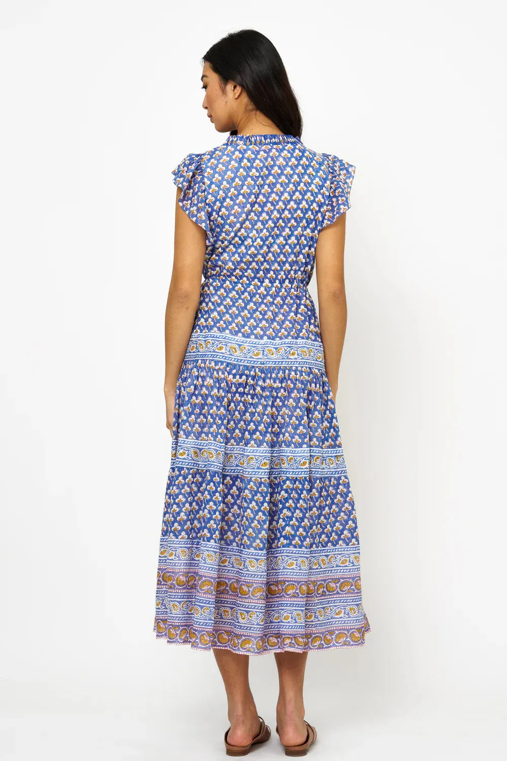 Cinched Flirty Midi Dress - Clover Blue