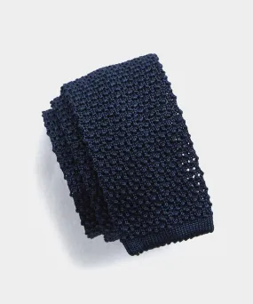 Classic Knit Silk Tie in Navy