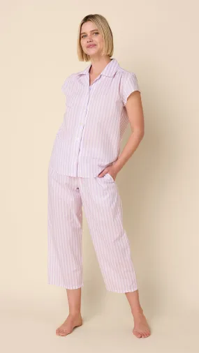 Classic Stripe Luxe Pima Capri Set - Lavender